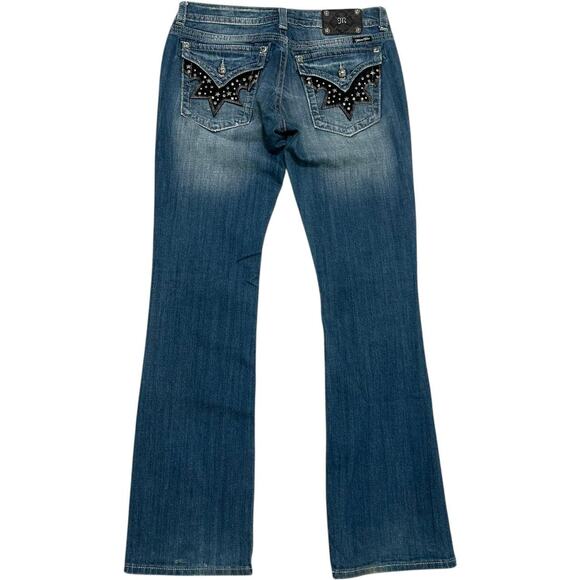 Miss Me Y2K Punk Kiss Star Embellished Faux Fur Boot Jeans - Picture 2 of 4